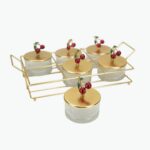 طقم صواني تقديم بتصميم الكرز مكون من 6 قطع – ذهبي