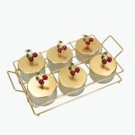 طقم صواني تقديم بتصميم الكرز مكون من 6 قطع – ذهبي