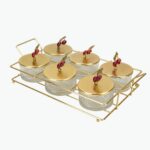 طقم صواني تقديم بتصميم الكرز مكون من 6 قطع – ذهبي