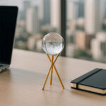 Crystal Ball with Gold Cross Stand