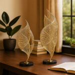 Marble Base Shell Statue with Metallic Accents