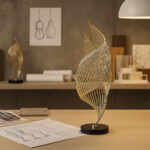 Marble Base Shell Statue with Metallic Accents