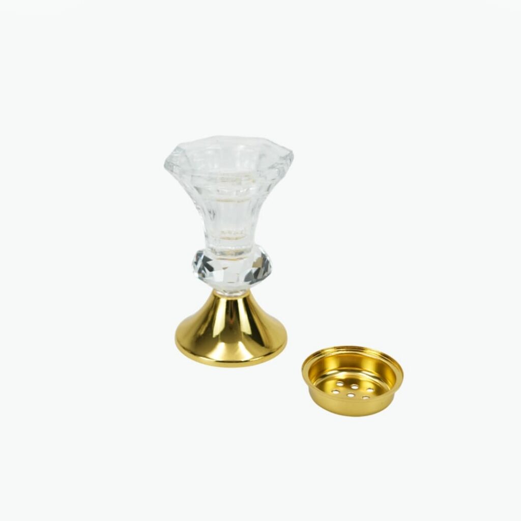 Crystal Glass Incense Burner with Golden Top