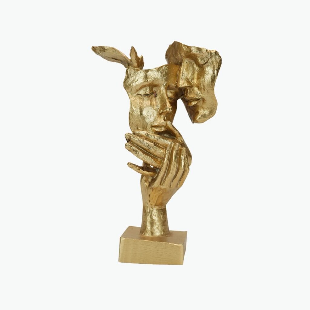 Golden Mask Couple Statue – Symbol of Love