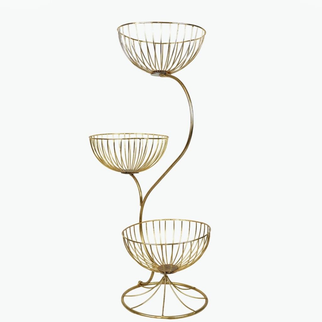 Three-Tier Gold Metal Fruit Stand
