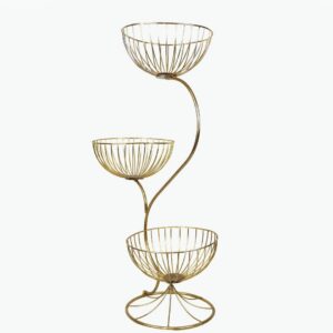 Three-Tier Gold Metal Fruit Stand