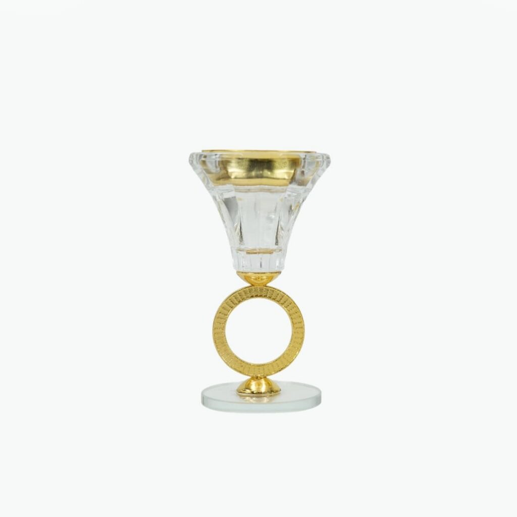 Crystal Incense Burner with Golden Crystal Ring