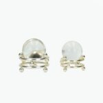Set of 2 Elevated Crystal Balls on Steel Stands
