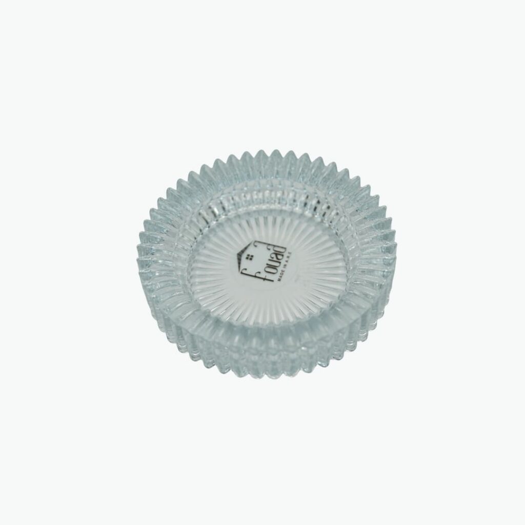 Round Glass Ashtray, Clear Crystal Design