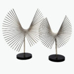 Geometric Metal Line Art Sculpture with Stand