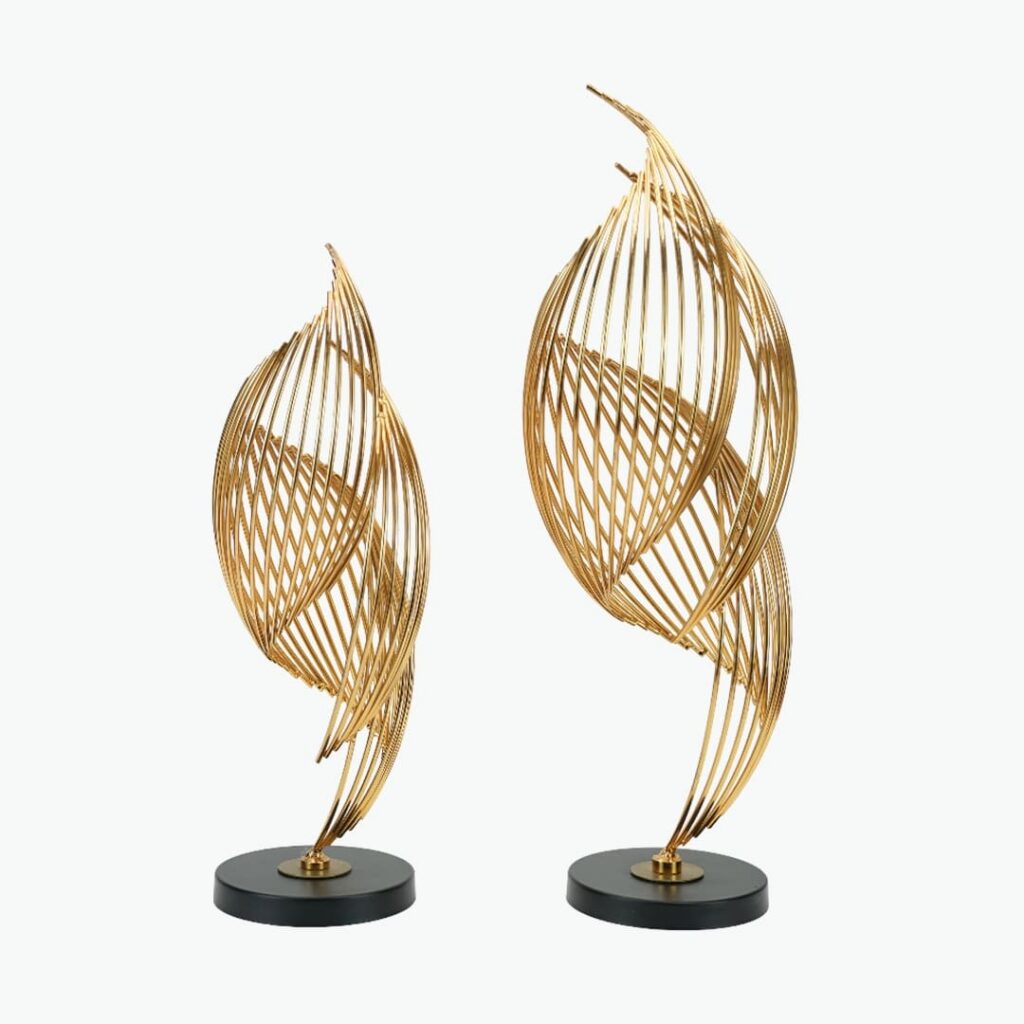 Marble Base Shell Statue with Metallic Accents