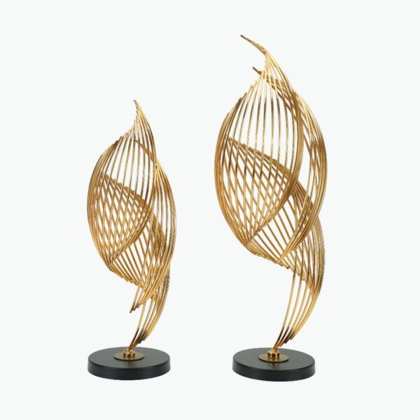 Marble Base Shell Statue with Metallic Accents