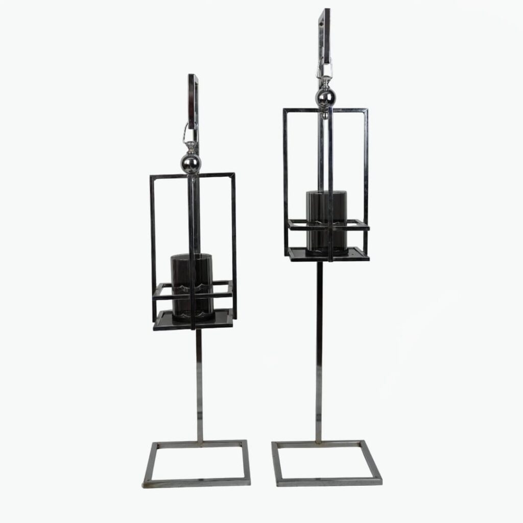 Set of 2 Square Floor Candle Holders