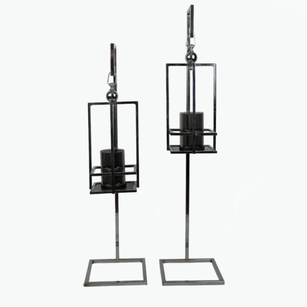 Set of 2 Square Floor Candle Holders