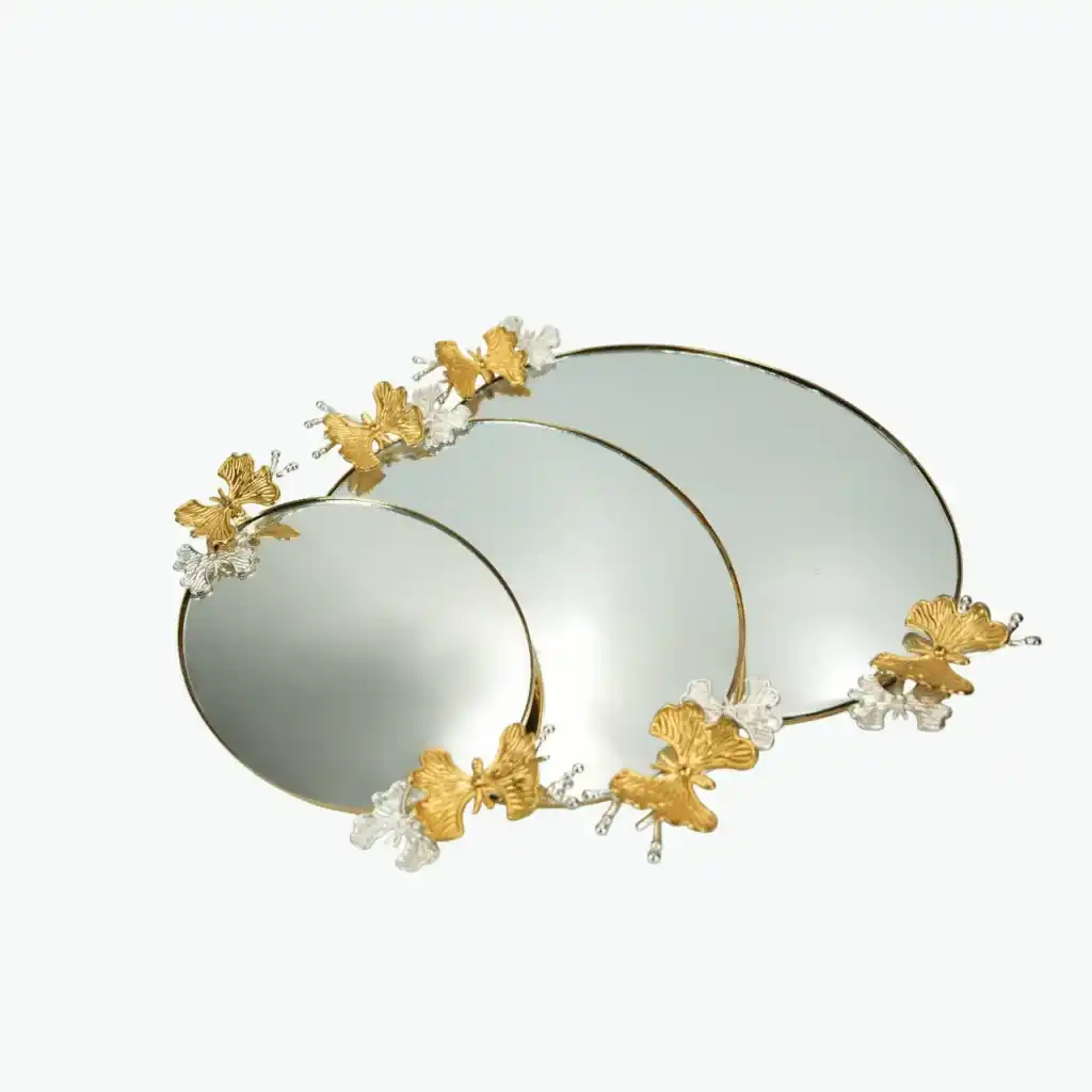 Butterfly Handle Mirrored Serving Trays