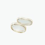 Decorative Oval Metal Serving Tray with Mirror