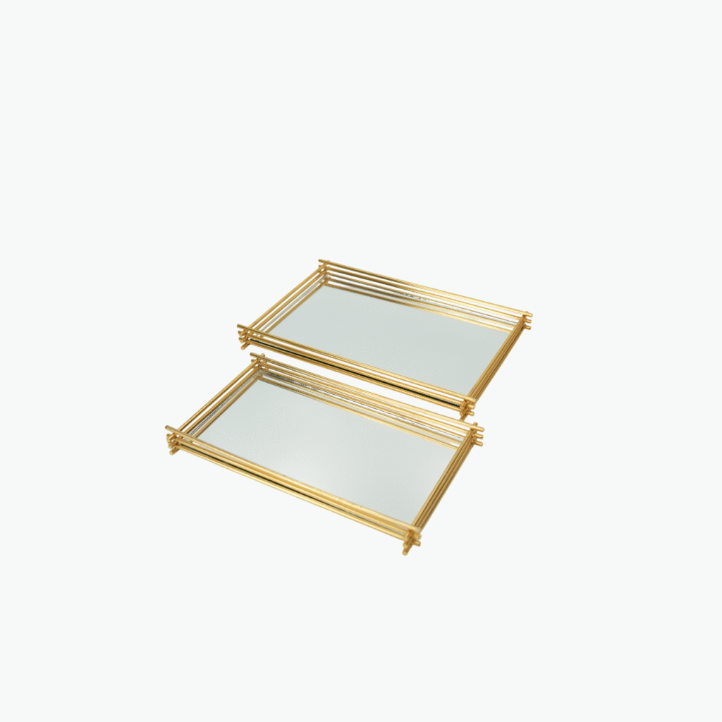 Decorative Metal Tray with Mirror