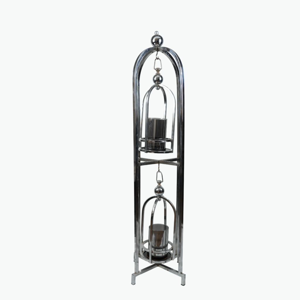 Decorative Metal Floor Candle Holder with Lantern Design
