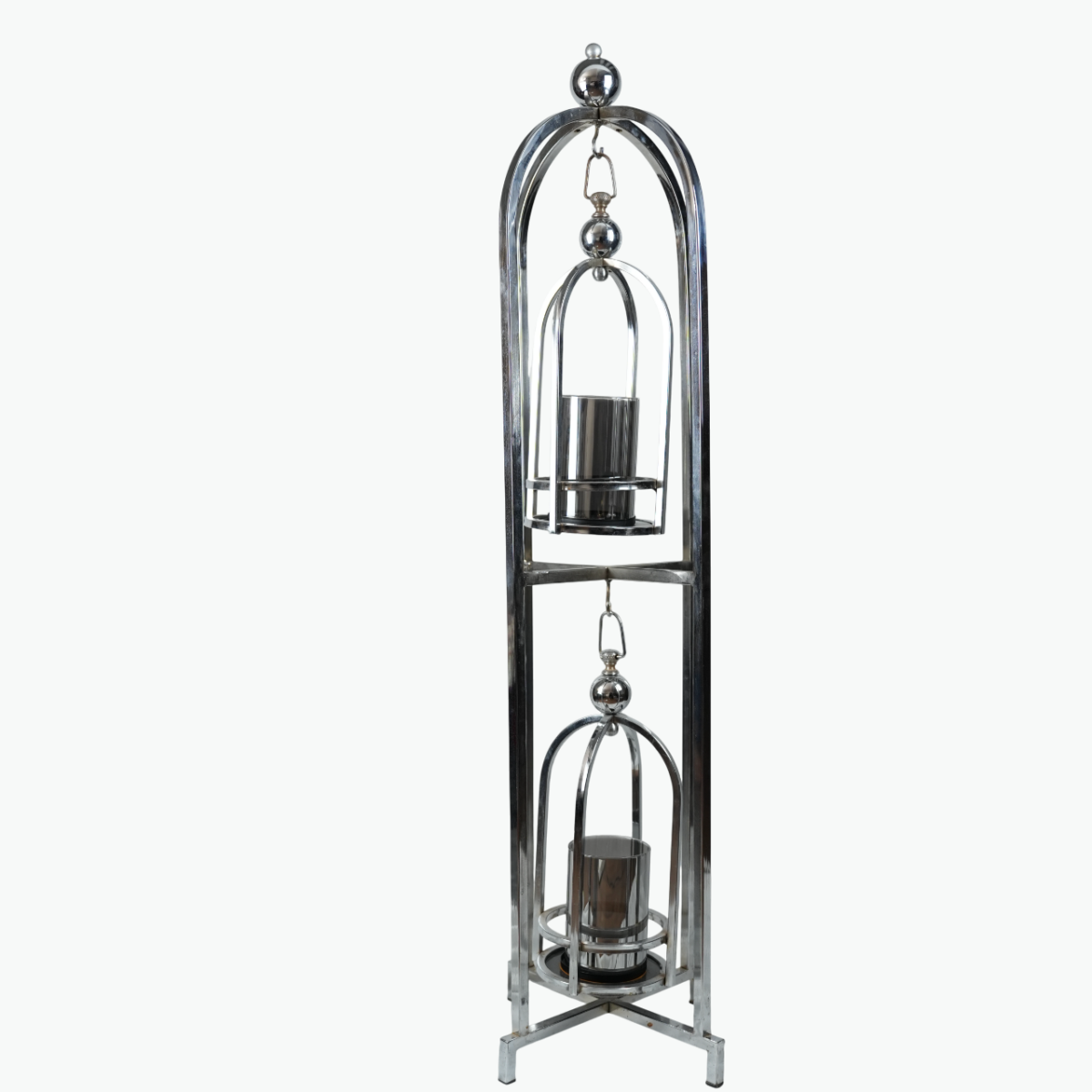 Decorative Metal Floor Candle Holder with Lantern Design