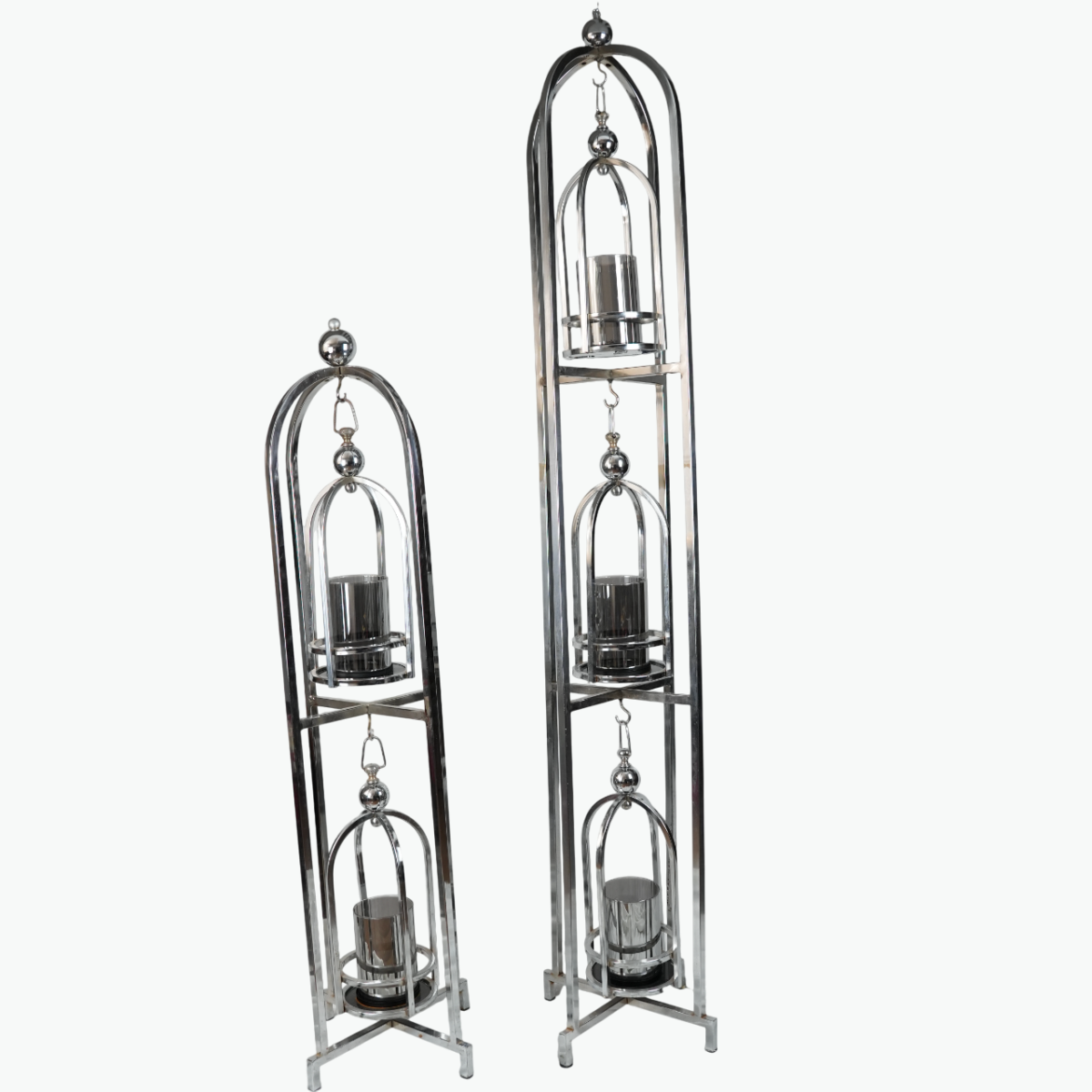 Decorative Metal Floor Candle Holder with Lantern Design