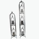 حامل شموع أرضي معدني ديكوري بتصميم فانوس