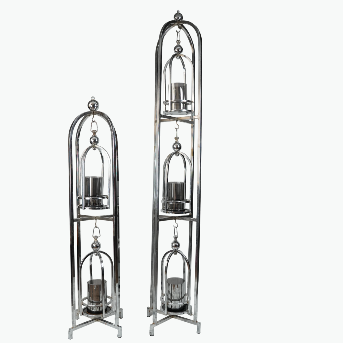 Decorative Metal Floor Candle Holder with Lantern Design