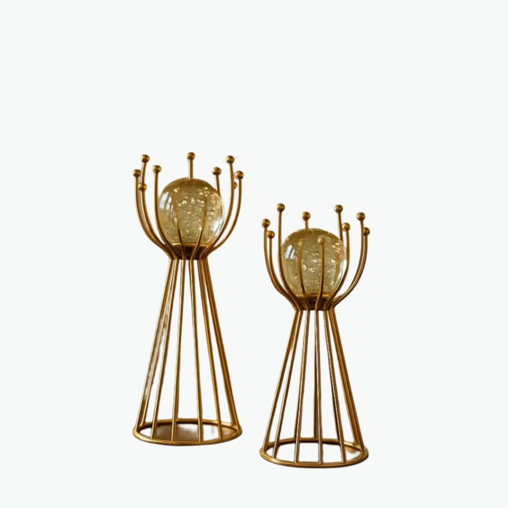 Metal Stand with Clear Crystal Decorative Ball