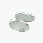 Decorative Oval Metal Serving Tray with Mirror