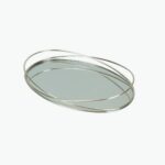 Decorative Oval Metal Serving Tray with Mirror