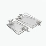 Set of 2 Butterfly Handle Serving Trays