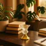 Crystal Incense Burner with Golden Metal Base