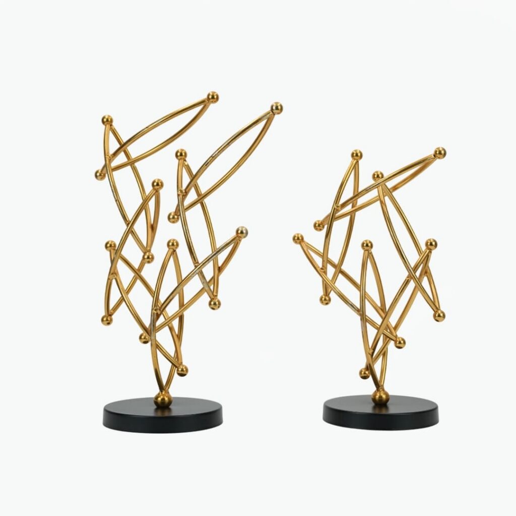 Abstract Metal Decor Set with Metal Base