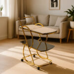 Luxurious Gold & Glass Serving Cart