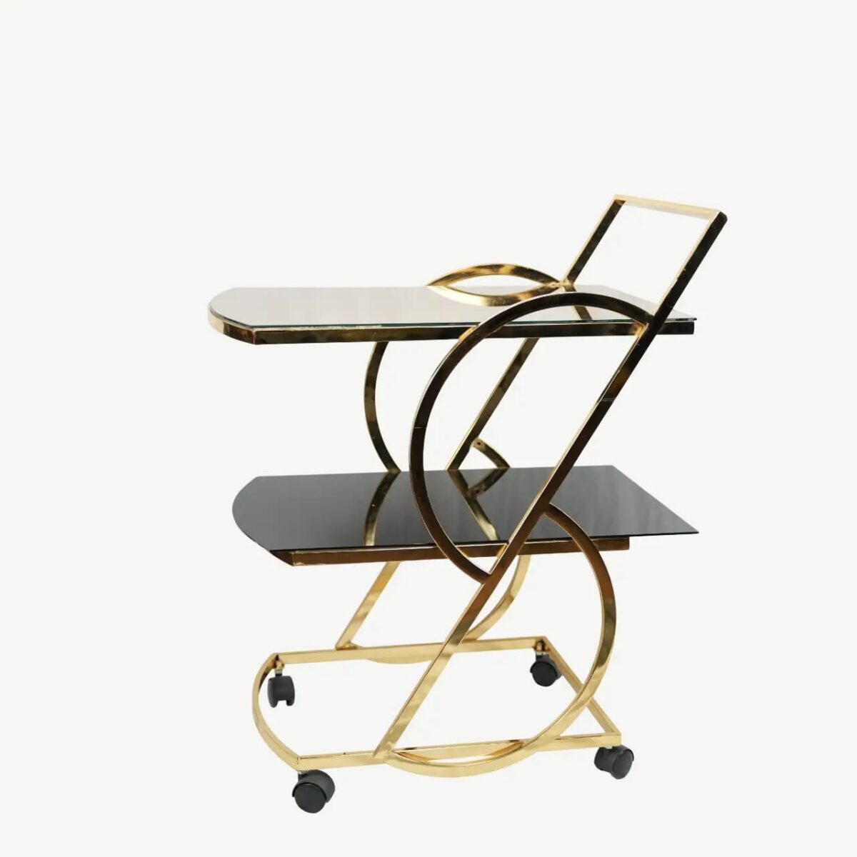 Luxurious Gold & Glass Serving Cart