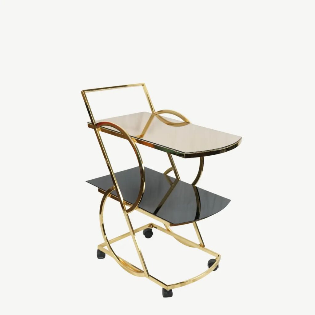 Luxurious Gold & Glass Serving Cart