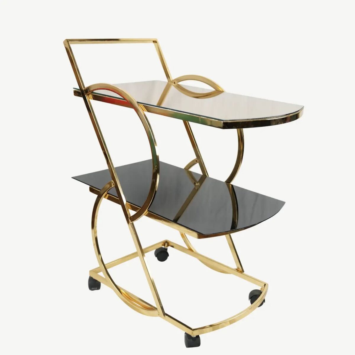 Luxurious Gold & Glass Serving Cart
