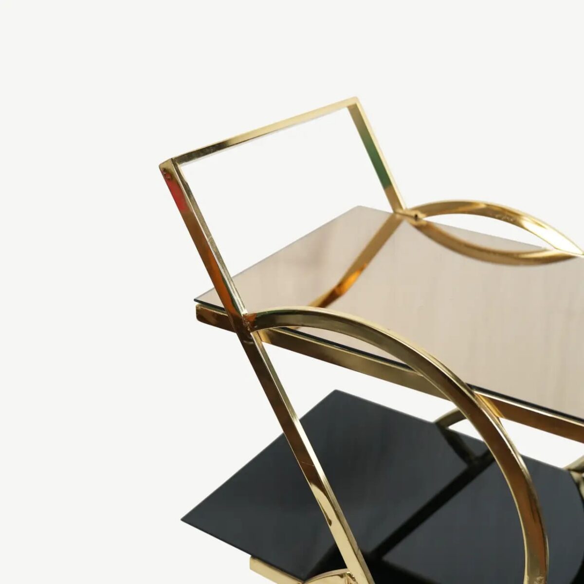 Luxurious Gold & Glass Serving Cart