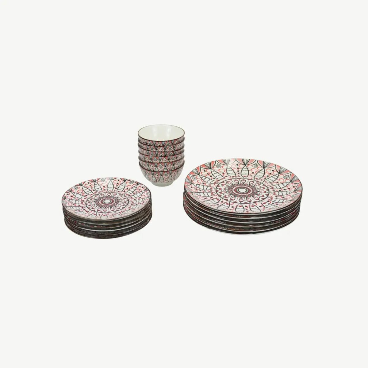 SOMii 18-Piece Ceramic Dinnerware Set (Mandala Design)