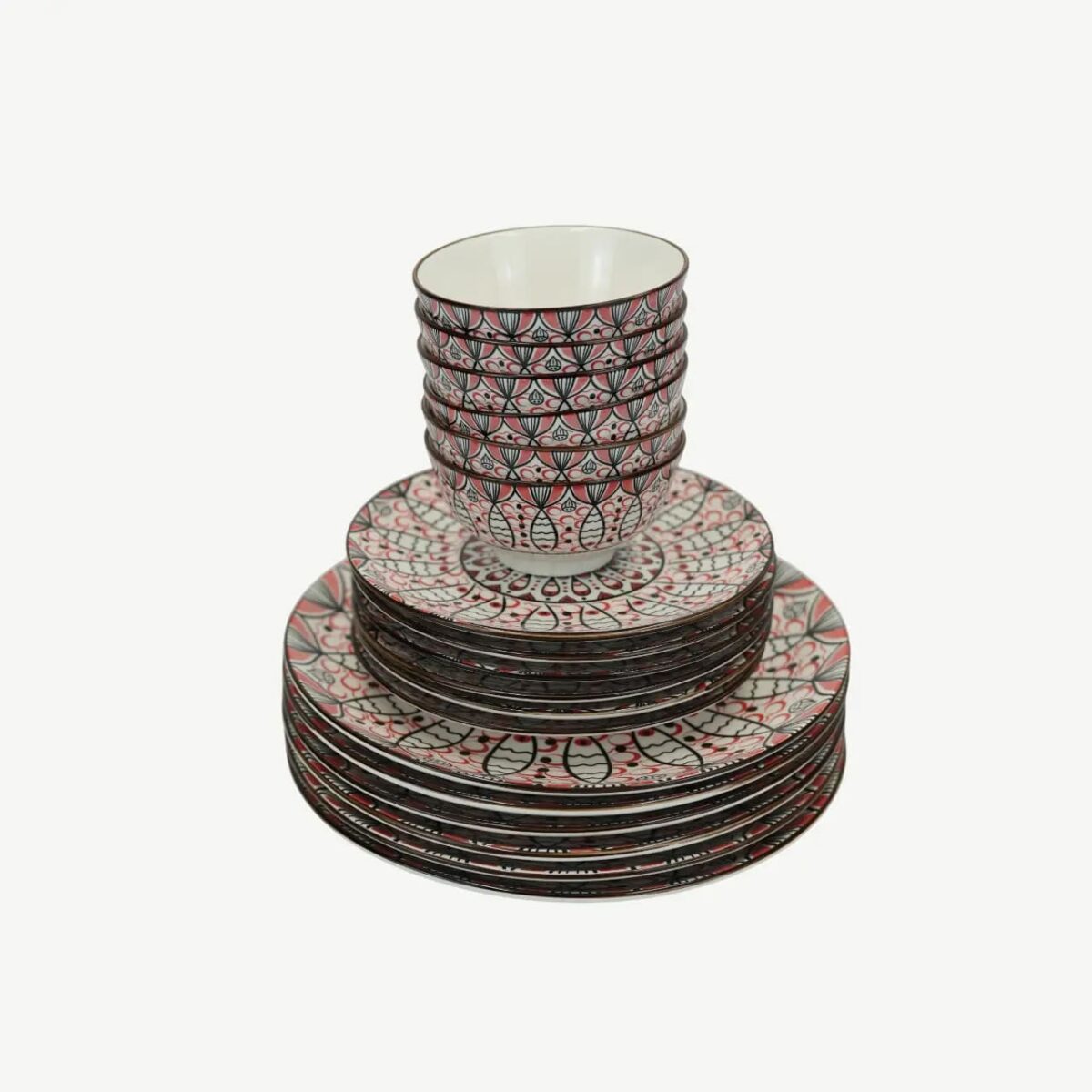 SOMii 18-Piece Ceramic Dinnerware Set (Mandala Design)