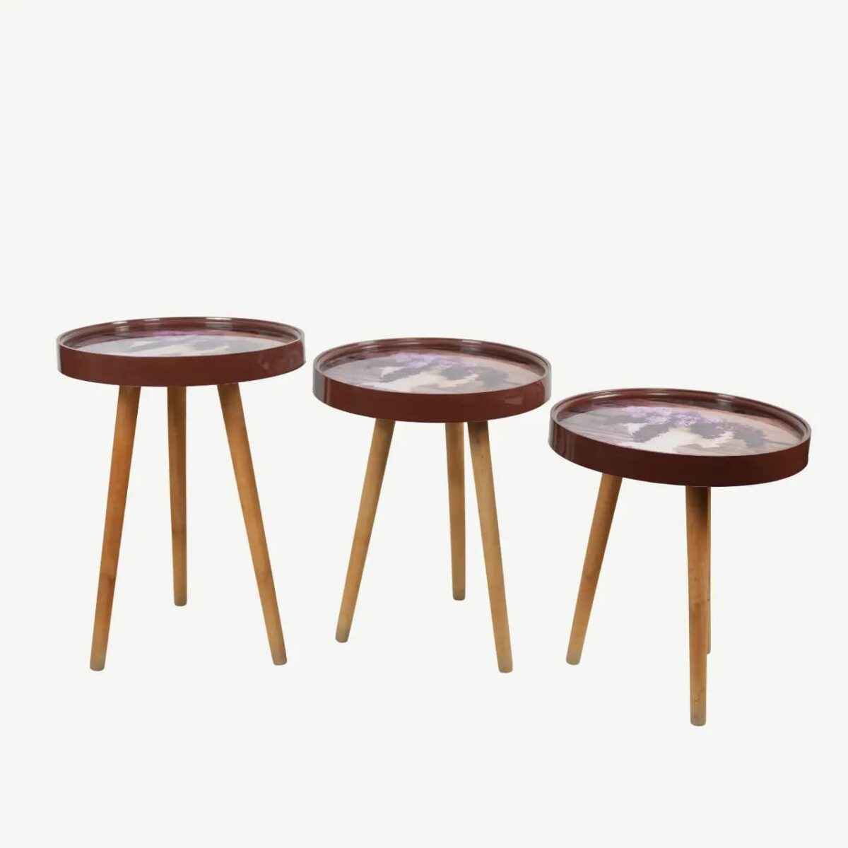 طقم من 3 طاولات جانبية متداخلة بتصميم عصري