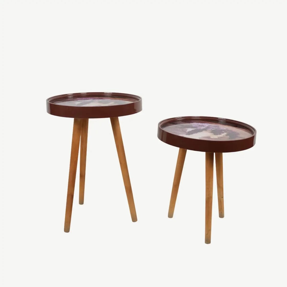 طقم من 3 طاولات جانبية متداخلة بتصميم عصري