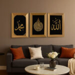 Set of 3 Premium Golden Framed Islamic