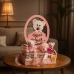 Buy the Baby Girl Teddy Bear Gift Hamper from Lazood. Pink keepsake box filled with favors and decorated with teddy bears.