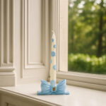 Baby Blue Bow & Floral Taper Candle
