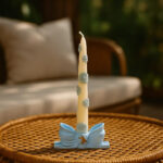 Baby Blue Bow & Floral Taper Candle