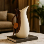 Sculpted Wooden Handle Serving Pitcher