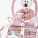 Buy the Baby Girl Teddy Bear Gift Hamper from Lazood. Pink keepsake box filled with favors and decorated with teddy bears.