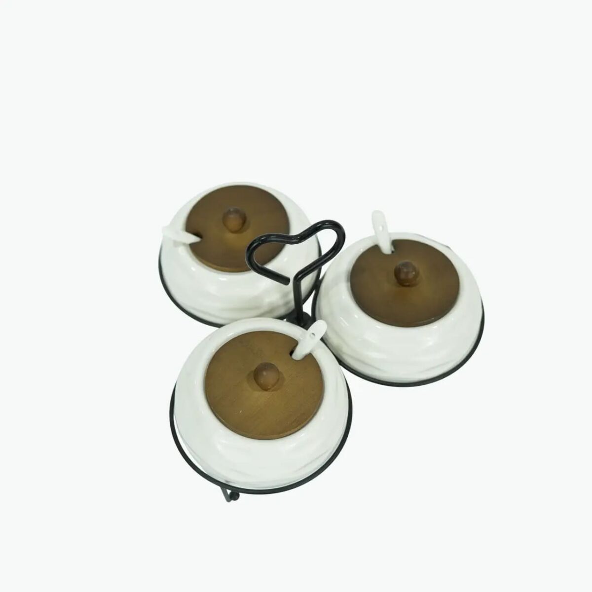 Ceramic Spice Jar Set with Heart Stand
