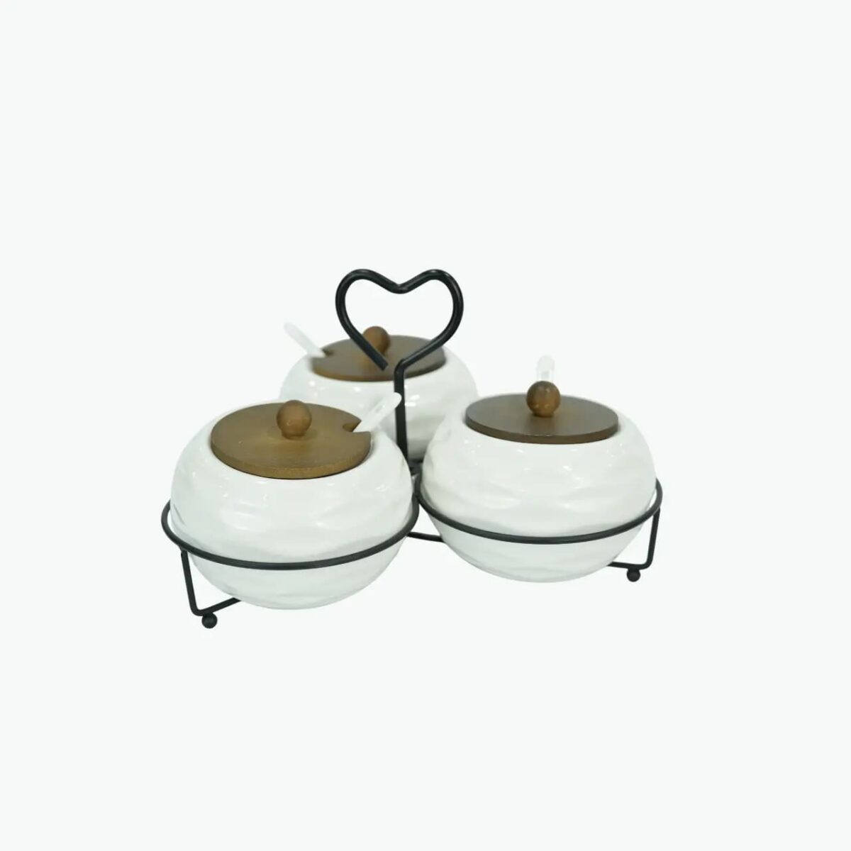 Ceramic Spice Jar Set with Heart Stand