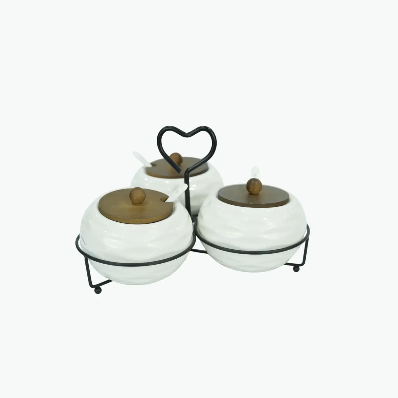 Ceramic Spice Jar Set with Heart Stand Ceramic Spice Jar Set with Heart Stand